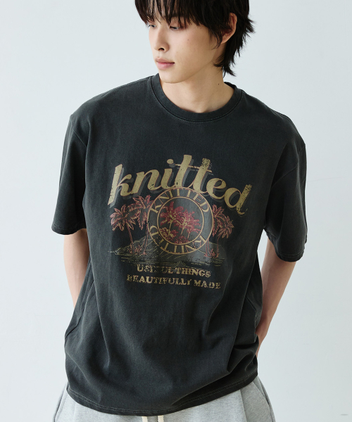 (UNISEX) Футболка с пальмой Pigment CHARCOAL