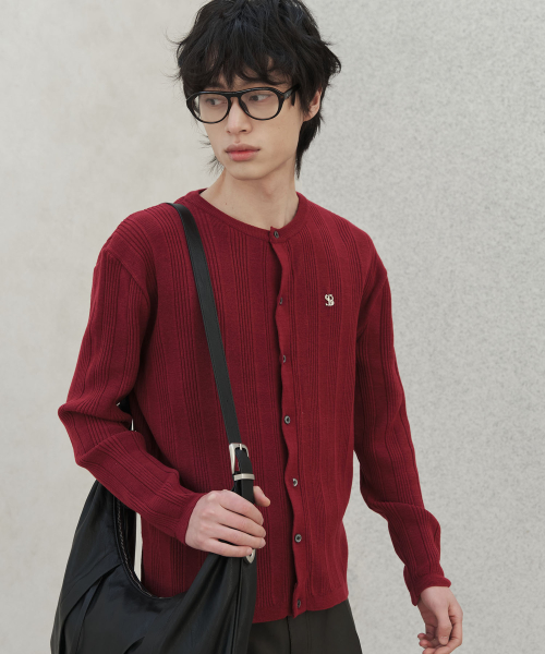 Круглый кардиган Ribbed Knit_Burgundy