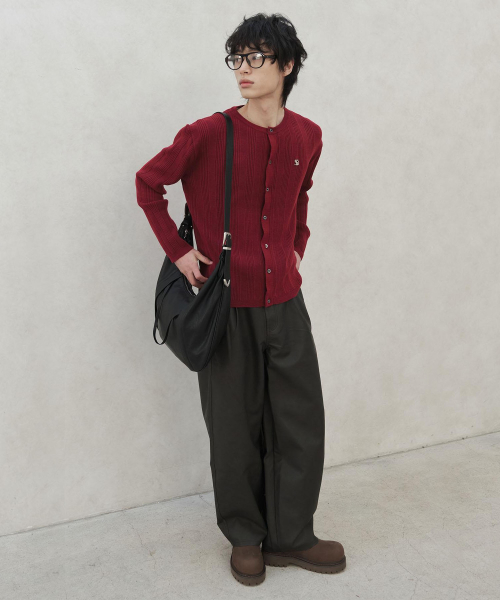 Круглый кардиган Ribbed Knit_Burgundy