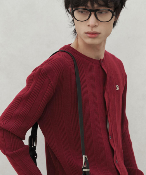 Круглый кардиган Ribbed Knit_Burgundy