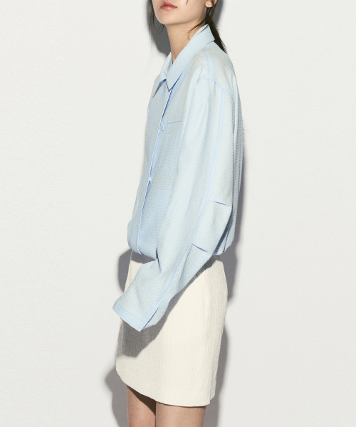 SEERSUCKER HIDDEN BUTTON JACKET CLOUD