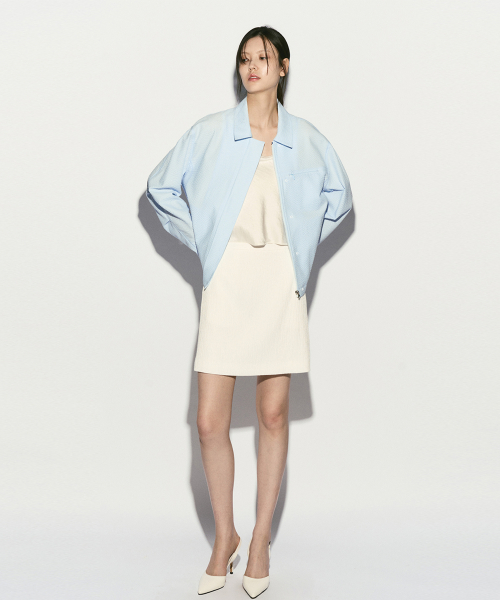 SEERSUCKER HIDDEN BUTTON JACKET CLOUD