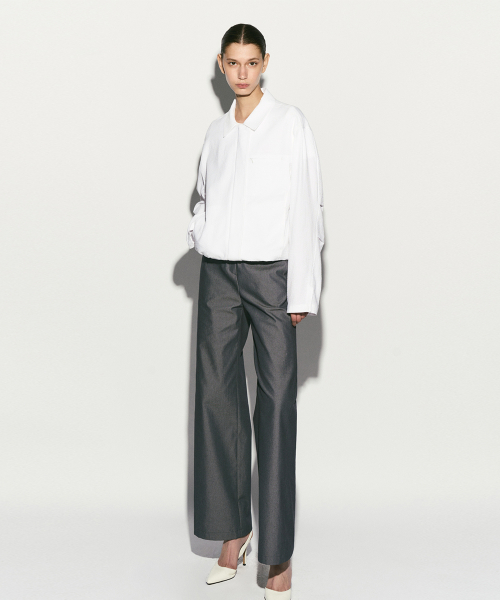 SEERSUCKER HIDDEN BUTTON JACKET WHITE