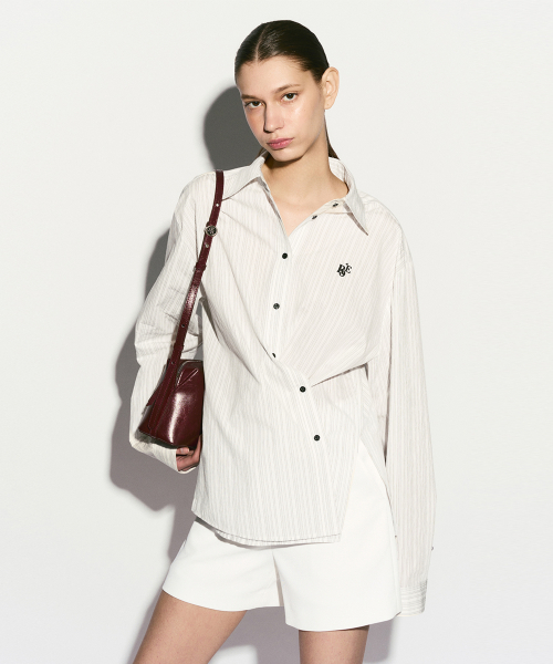 SIDE BUTTON STRIPED SHIRT