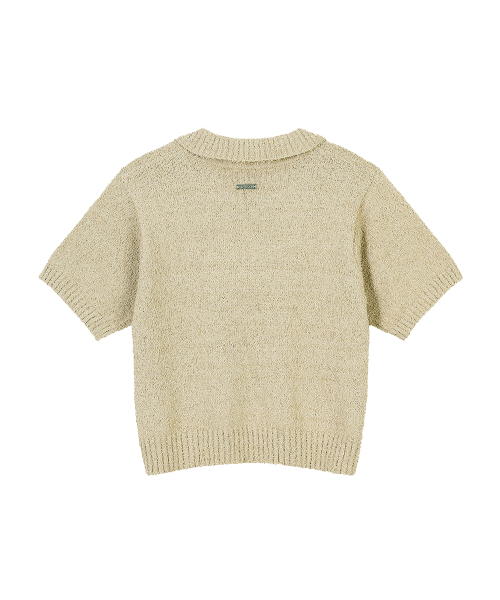 W OPEN COLLAR CROP KNIT (BEIGE)