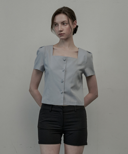 Mellow Square Neck Blouse Jacket - Sky Blue