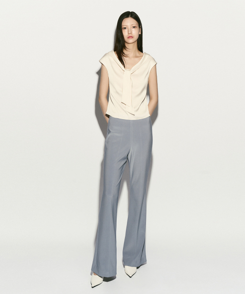 HIGH-RISE ELASTICATED BOOTCUT PANTS CLOUD