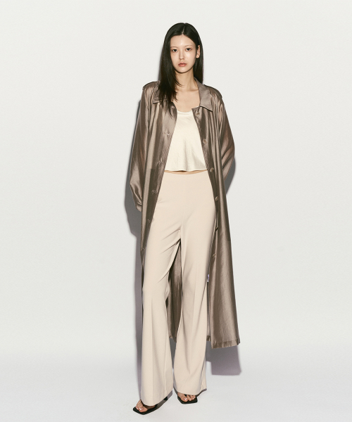 HIGH-RISE ELASTICATED BOOTCUT PANTS BEIGE
