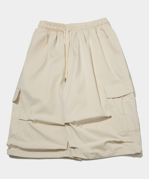 Широкие хлопковые шорты-карго с булавочными складками Beige