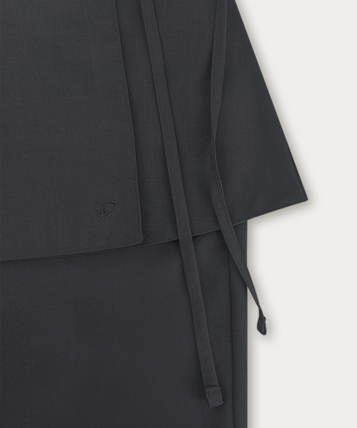 Biker Layered Skirt Pants - Charcoal