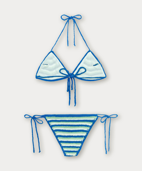 Handmade Stripe Knit Bikini - Blue