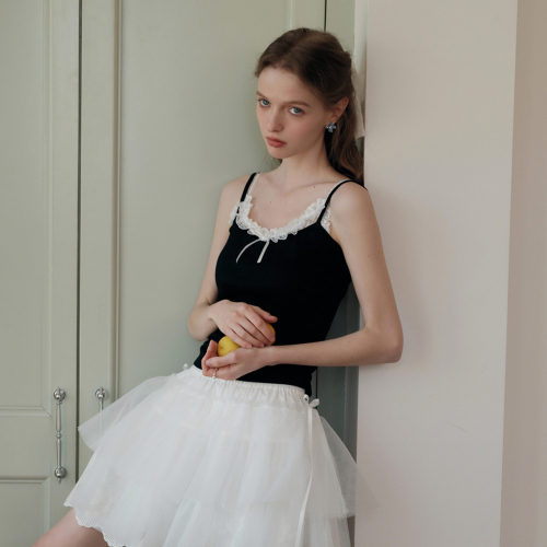 Cest_Ruffle lace slim camisole