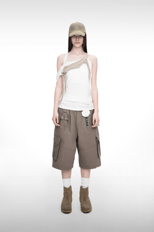 WIDE CARGO HALF PANTS (UNISEX) VINTAGE BEIGE