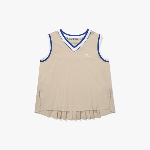 Теннисный плиссированный топ без рукавов BEIGE
