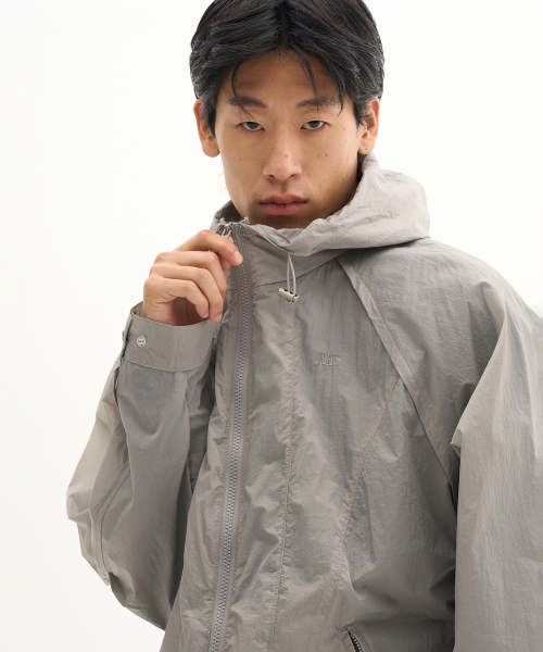 Ветровка с капюшоном Athletic cuffs string windbreaker [Grey]
