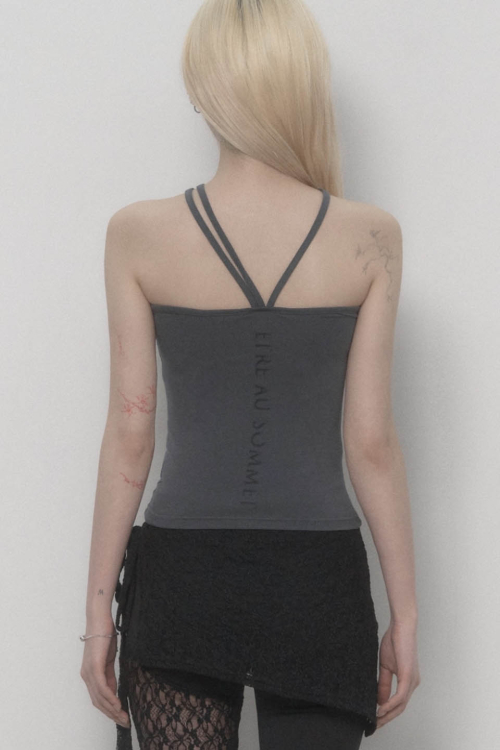 Halter Strap Basic Sleeveless Top (Charcoal)