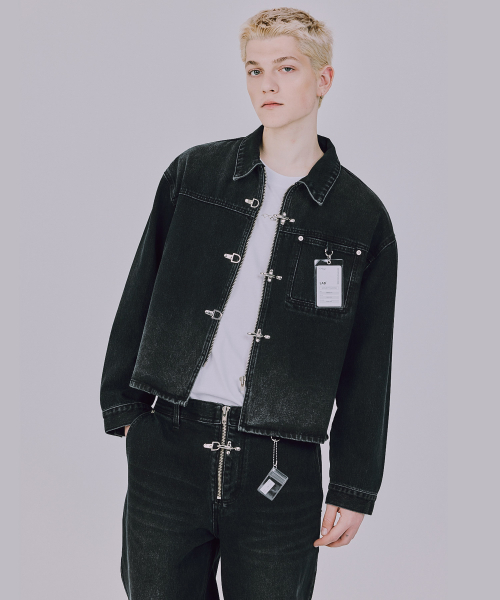 EXPERIMENTAL RESEARCHER UNIFORM CROP DENIM JACKET