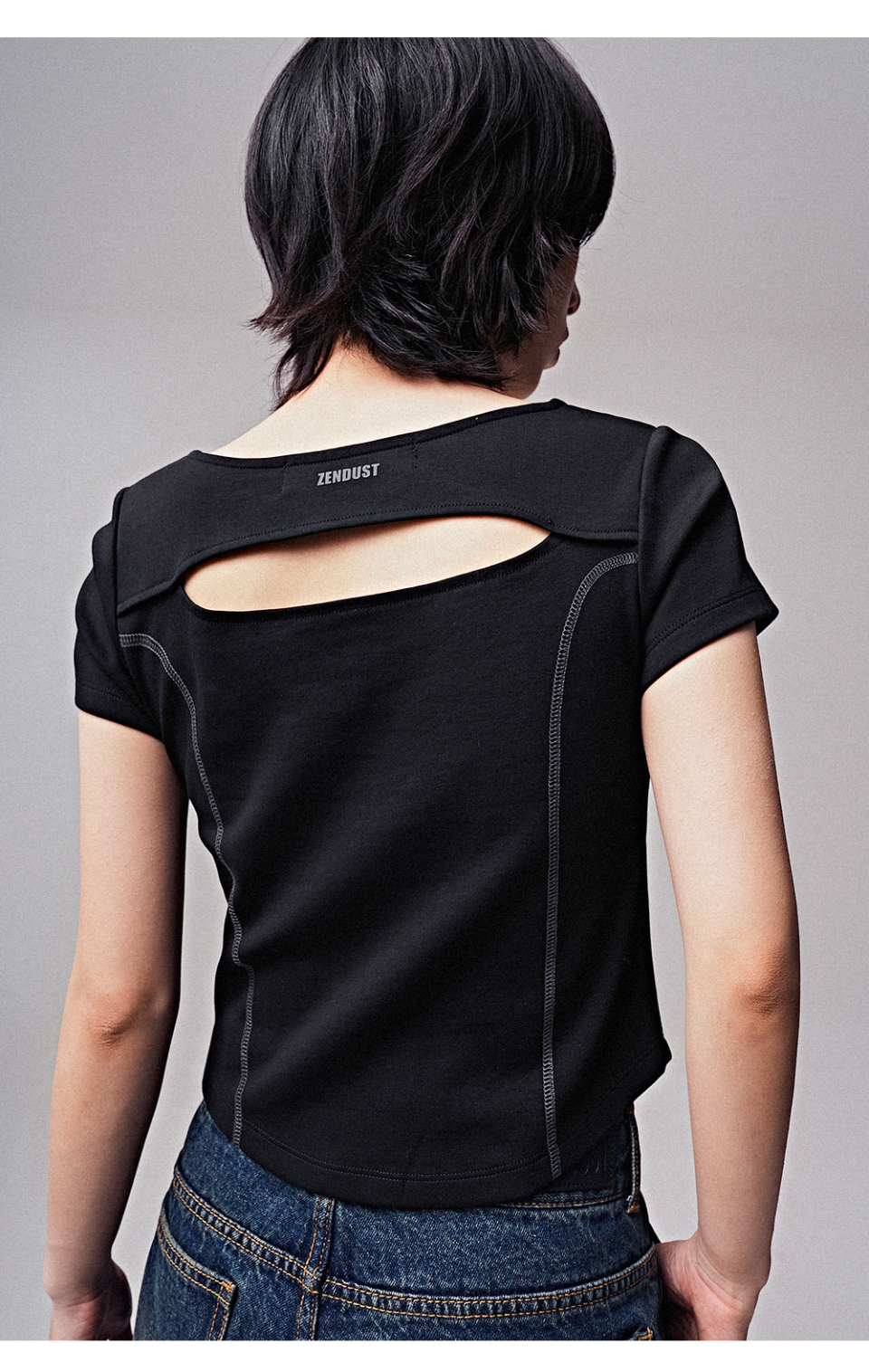 【ZENDUST】★Mabelle Back Hole T-Shirt Tシャツ MUSINSA | ZENDUST Mabelle Back Hole T-Shirt CHARCOAL