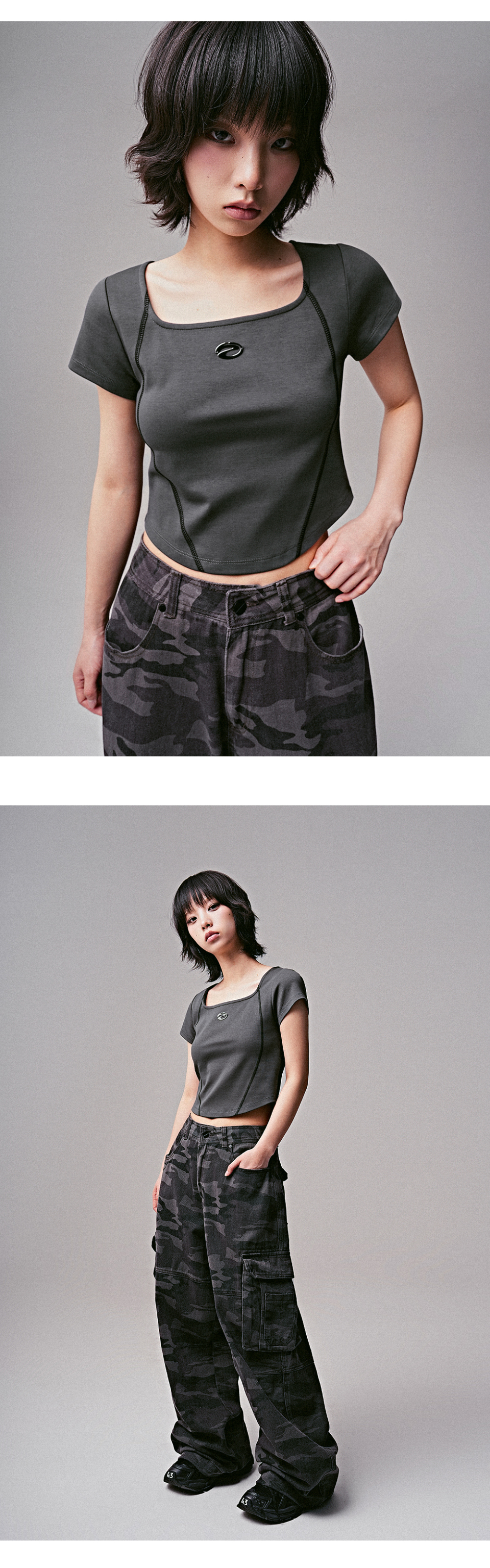 【ZENDUST】★Mabelle Back Hole T-Shirt Tシャツ MUSINSA | ZENDUST Mabelle Back Hole T-Shirt CHARCOAL