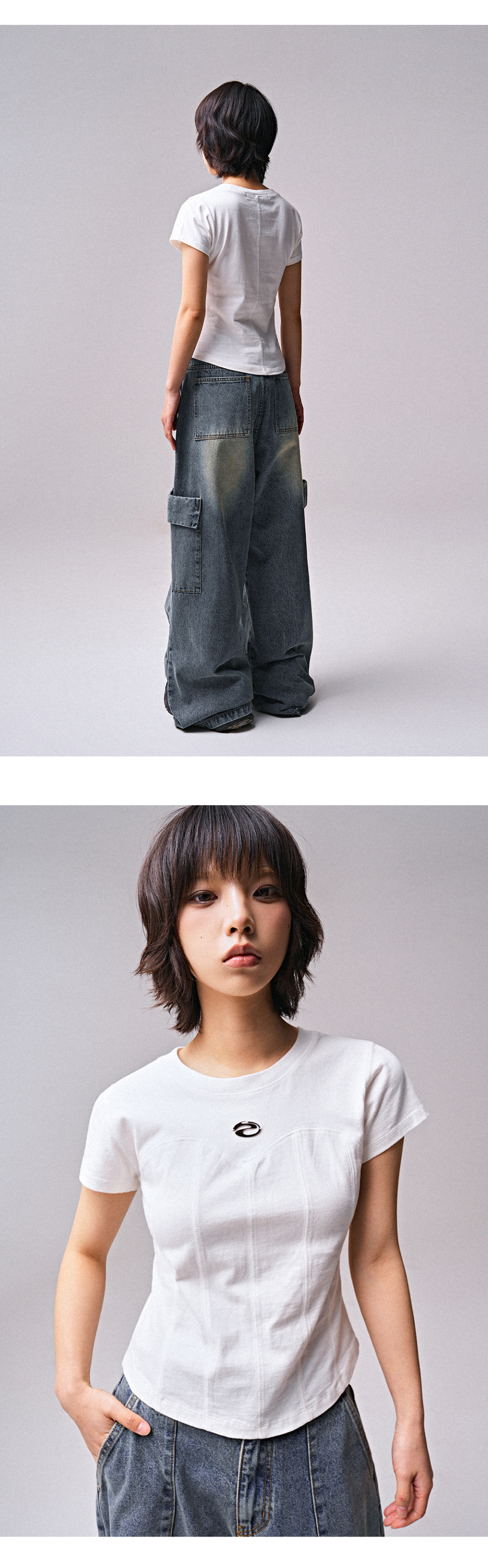 MUSINSA | ZENDUST Wonder Corset Short-sleeve DARK GREY