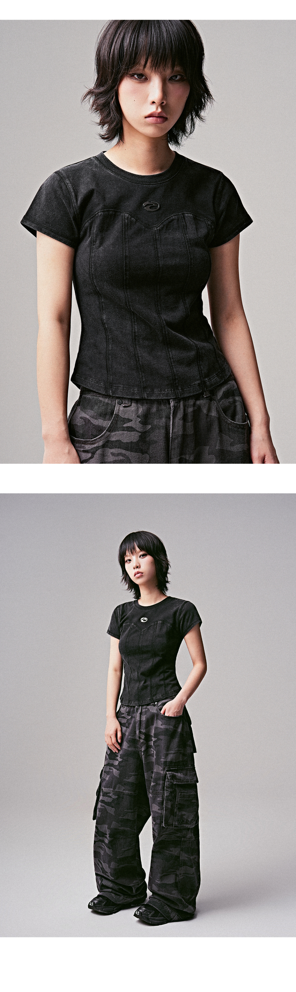 MUSINSA | ZENDUST Wonder Corset Short-sleeve DARK GREY