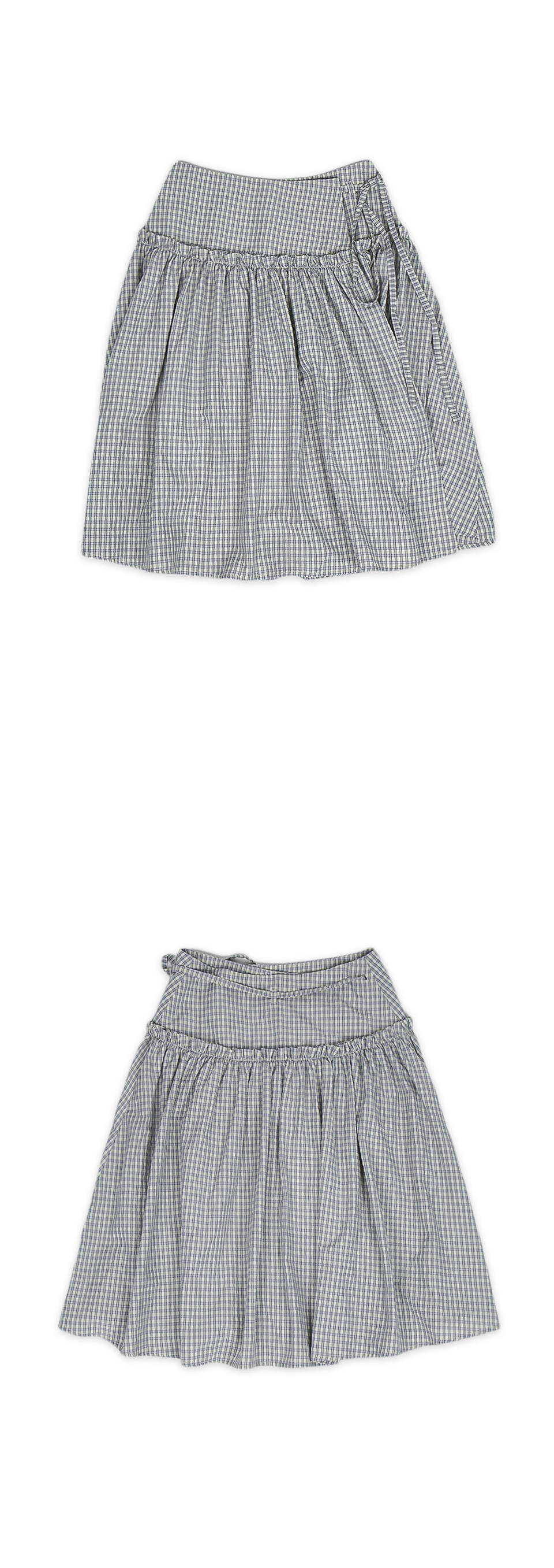 【OAFISH】Ribbon Frill Wrap Skirt チェックスカート MUSINSA公式 | OAFISH Ribbon Frill Wrap Skirt, Sky Blue