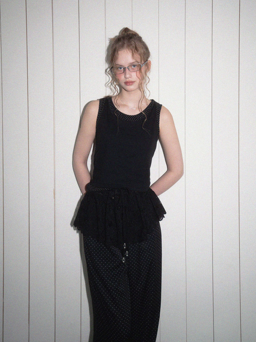 Черная майка в горошек Dot Layered Sleeveless