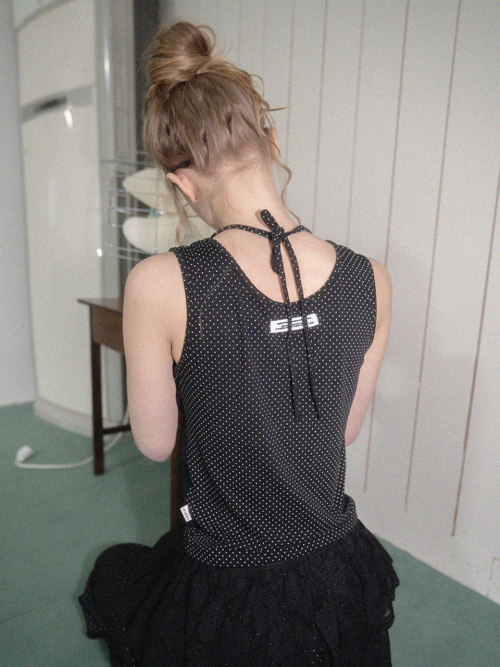 Черная майка в горошек Dot Layered Sleeveless