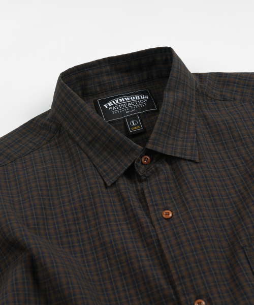 COTTON CHECK RELAXED HALF SHIRT _ BLACK