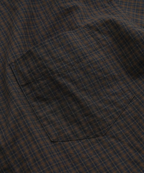 COTTON CHECK RELAXED HALF SHIRT _ BLACK