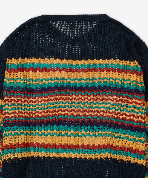 Тонкий джемпер в полоску - Navy / 25SSKNN00102