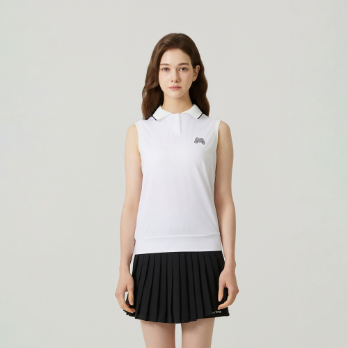 Knit Open Collar Embossed Sleeveless_OFF-белый