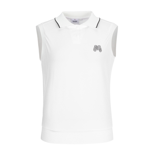 Knit Open Collar Embossed Sleeveless_OFF-белый
