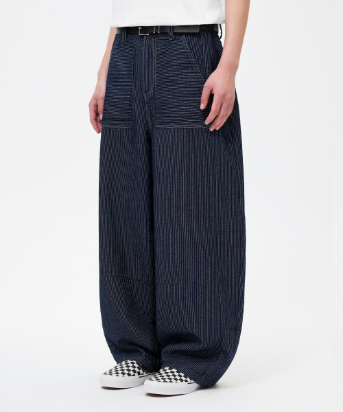 STRIPE CARPENTER BALLOON DENIM PANTS_INDIGO