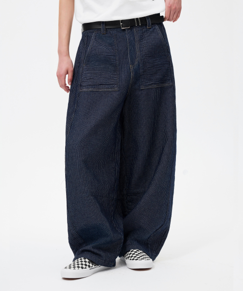 STRIPE CARPENTER BALLOON DENIM PANTS_INDIGO
