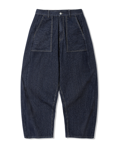 STRIPE CARPENTER BALLOON DENIM PANTS_INDIGO