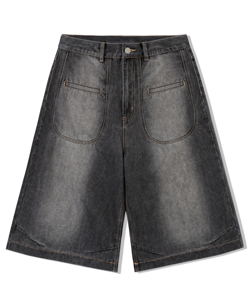 Джинсовые бермуды с круглыми карманами Light Grey