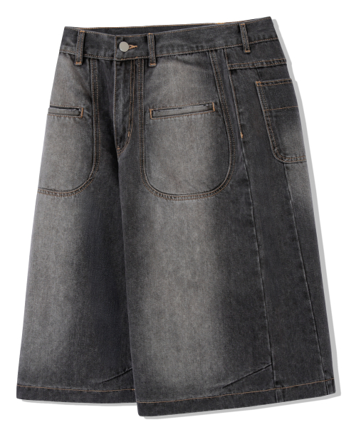 Джинсовые бермуды с круглыми карманами Light Grey