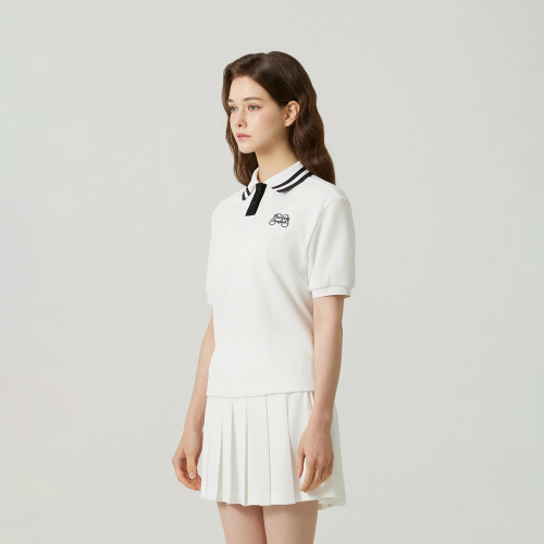 Knit Collar Crop Short Sleeve T-shirt_OFF-белый