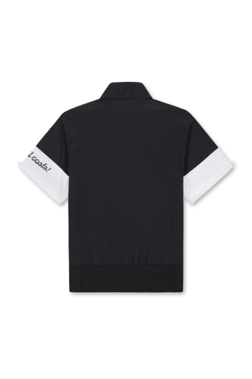 женский Woven SS Quarter-Zip Pullover_WWVAM25202BKX