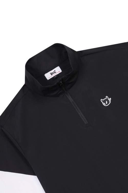 женский Woven SS Quarter-Zip Pullover_WWVAM25202BKX