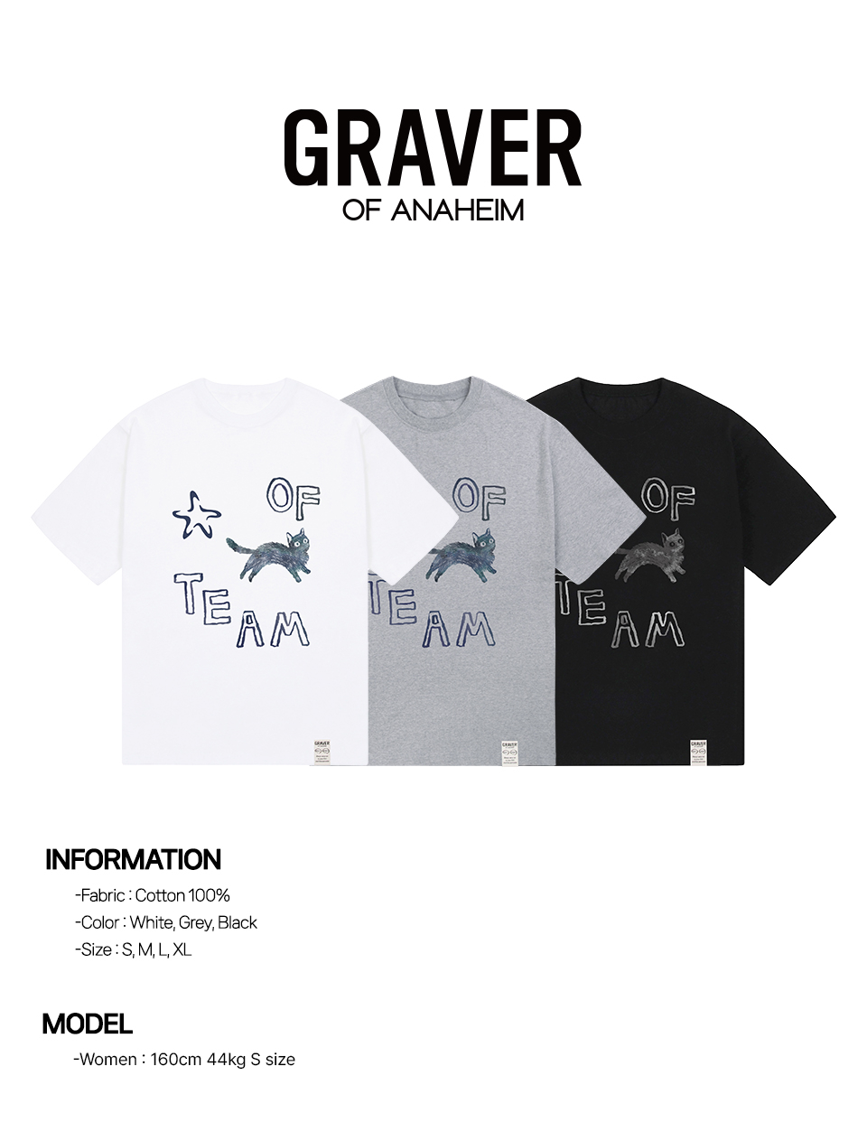 【GRAVER】OF STAR CAT 半袖T 3COLOR MUSINSA | GRAVER [UNISEX]OF STARCAT Short Sleeve T-shirt_3