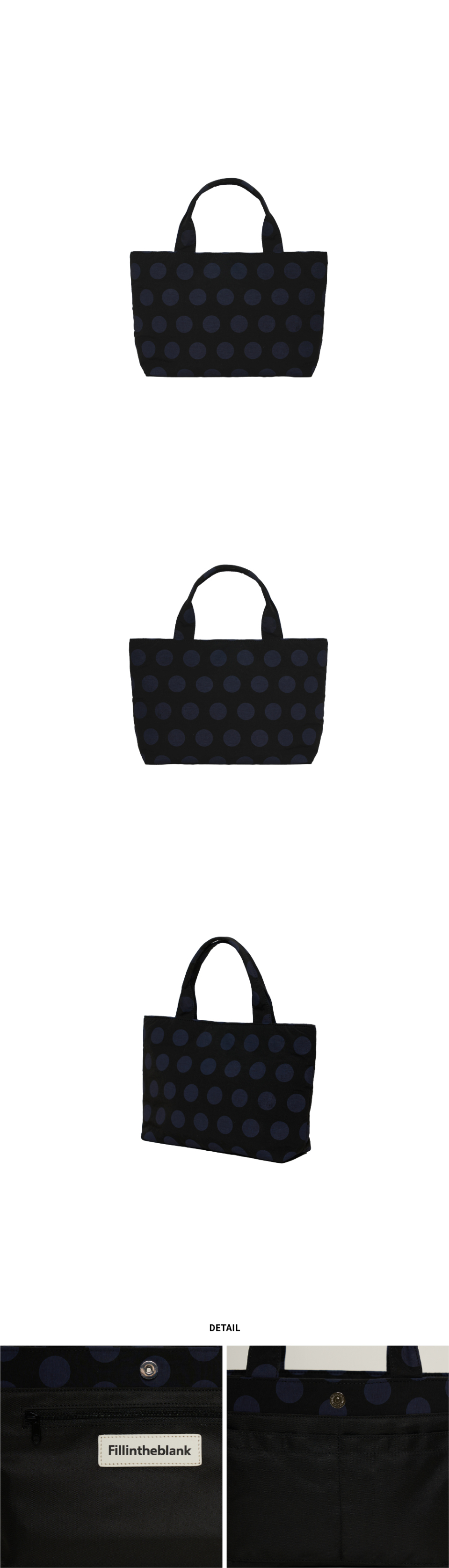 【Fillintheblsank】Sunday Tote Bag☆韓国で大人気☆ 필인더블랭크(FILLINTHEBLANK) Sunday Tote Bag (Dot)(black