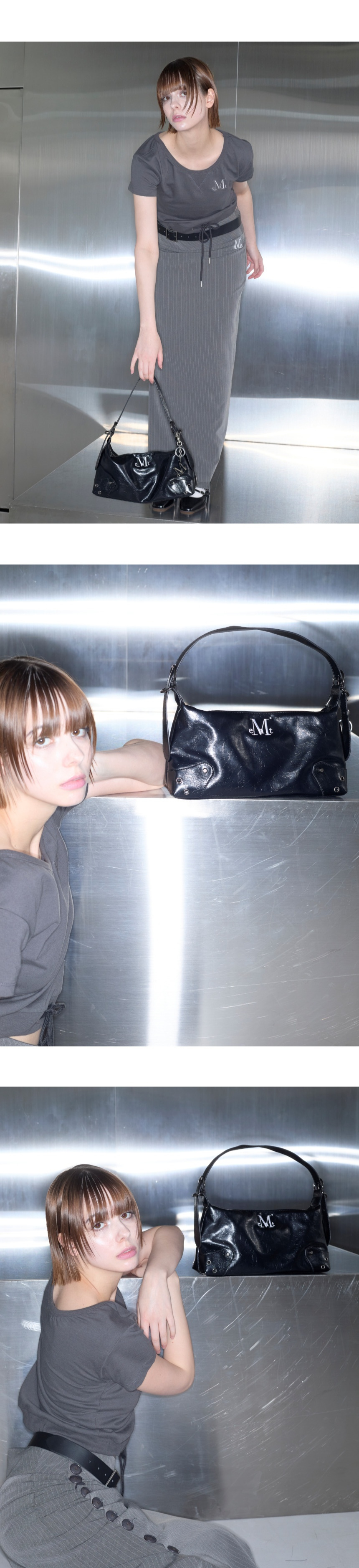 MUSINSA | MUCENT North Eyelet Leather Shoulder Bag Unisex