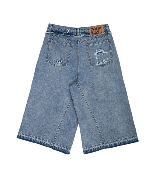 Layered Waist джинс Short - Light Blue