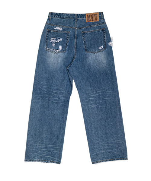 Thrashed & Repaired Selvage джинс - Washed Blue