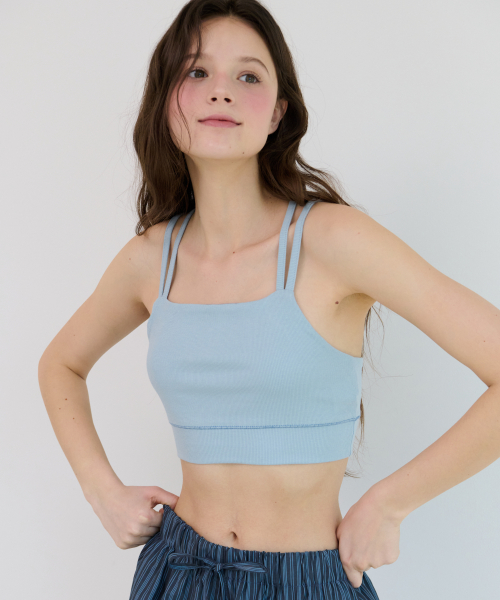 Cross Back Bra Top - Pearl Blue