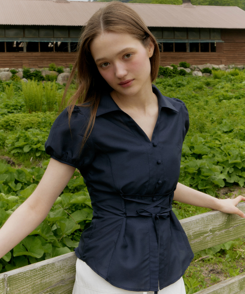 Корсетная блузка с драпировкой Navy