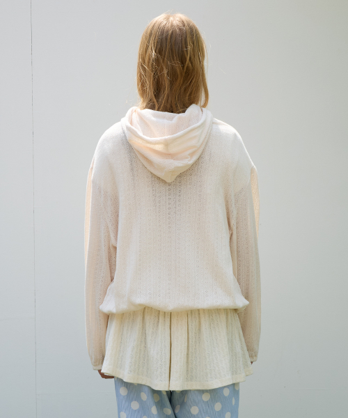 Mellow Lace Hoodie, Cream
