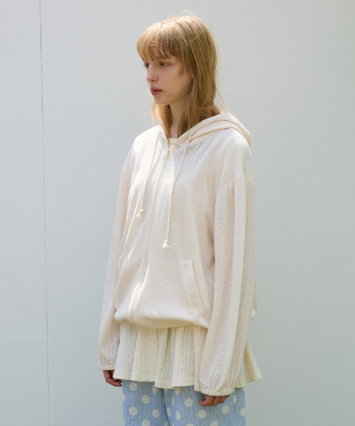 Mellow Lace Hoodie, Cream